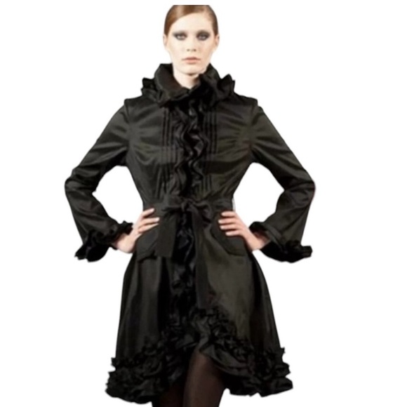 Samuel Dong Jackets & Blazers - Samuel Dong Ruffled Trench Coat Size Large